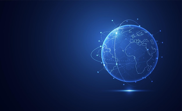 Global network connection World map point and line composition concept of global business Vector Illustration