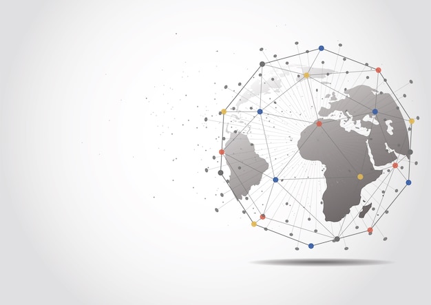 Vector global network connection. world map point and line