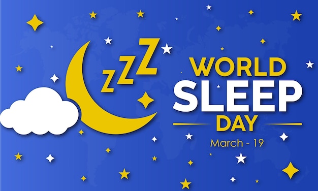 Vector global planet earth awareness concept banner design of world sleep day observed on march 19