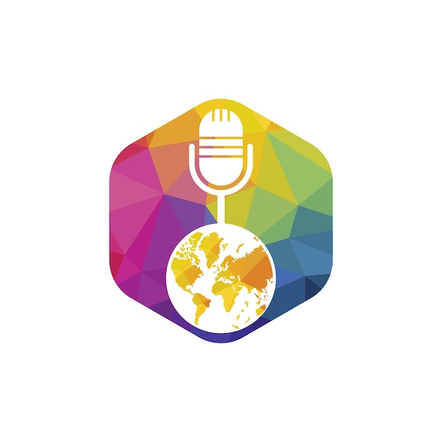 Global podcast vector logo design