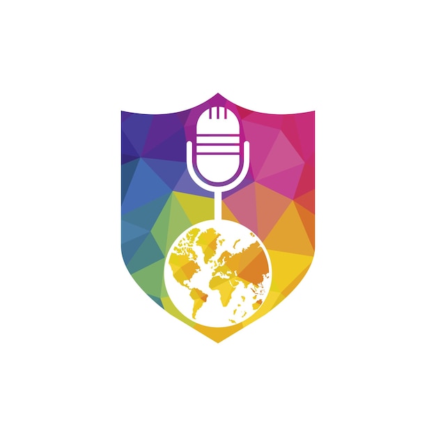 Global podcast vector logo design