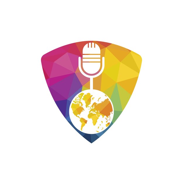 Global podcast vector logo design