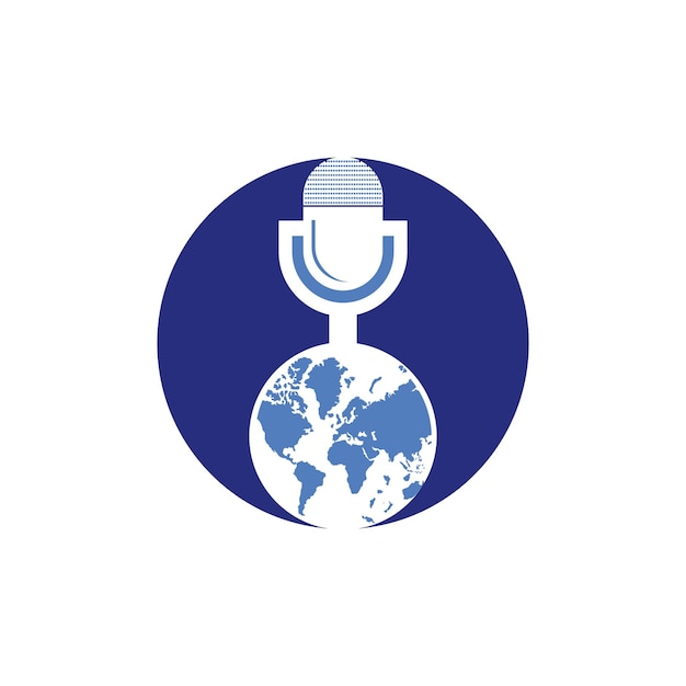 Global podcast vector logo design