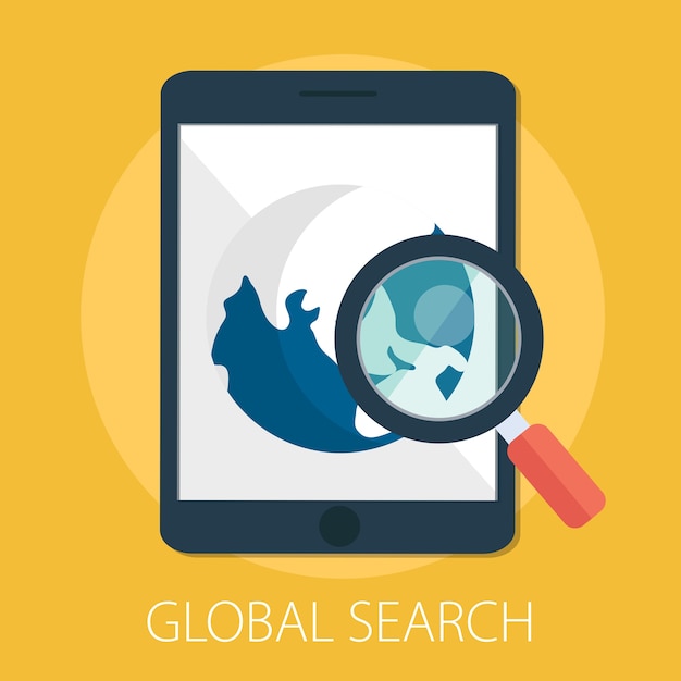 global search and world magnifying with mobile