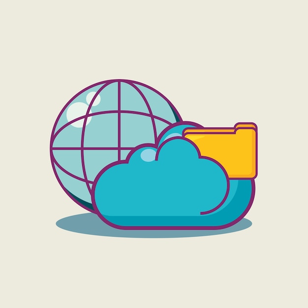 Global sphere with cloud and folder 