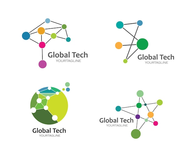 Global technolgy logo icon vector illustration design template