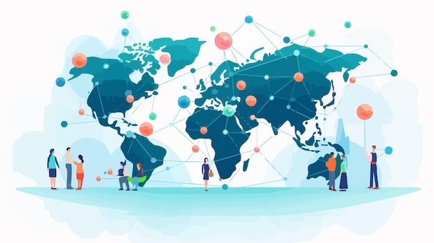 Vector global trade network world map point illustration