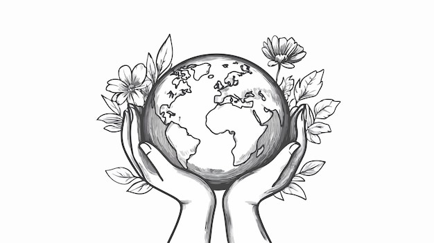 Global Unity and Connection Concept Black and White Hands Holding Earth