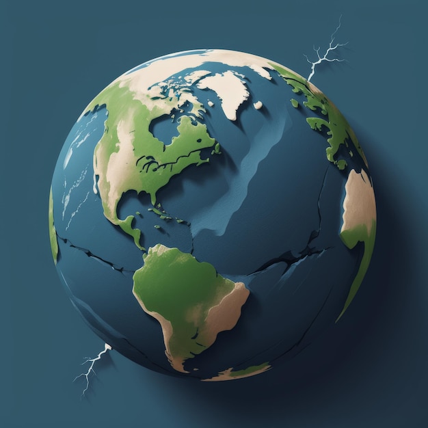 Vector global warming concept earth planet in the wind 3d rendering global rendering