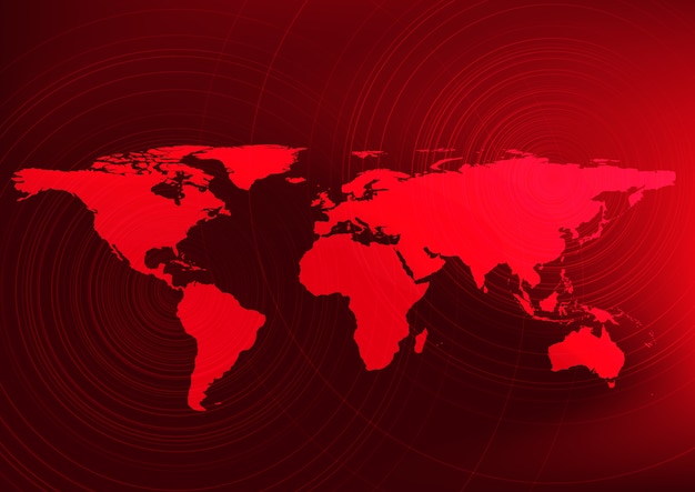 Global Warming effect with Warning Wave on world map