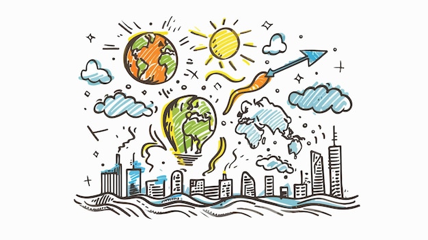 Vector global warming question handdrawn vector illustration