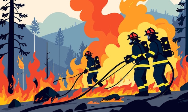 Vector global warminginduced wildfires in 2d flat vector illustration