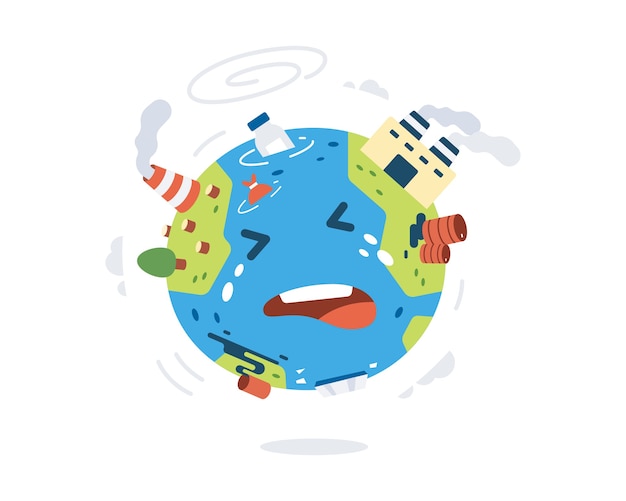 Globar Warming Illustration With Cute Earth