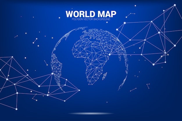 Globe 3D World map wireframe dot connect line polygon