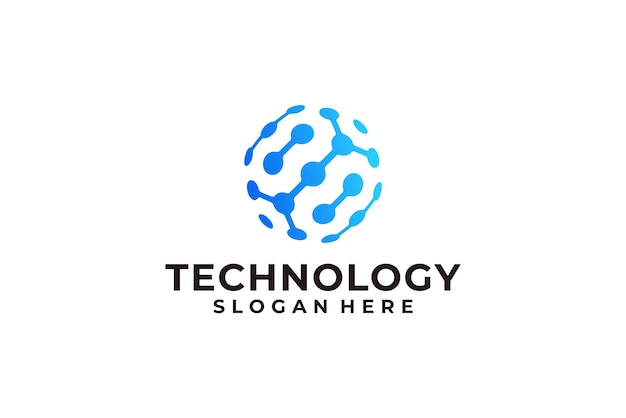 Globe blue technology digital logo vector design