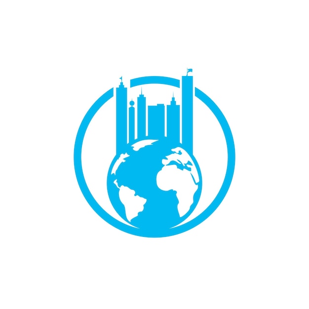 Globe city vector logo design concept