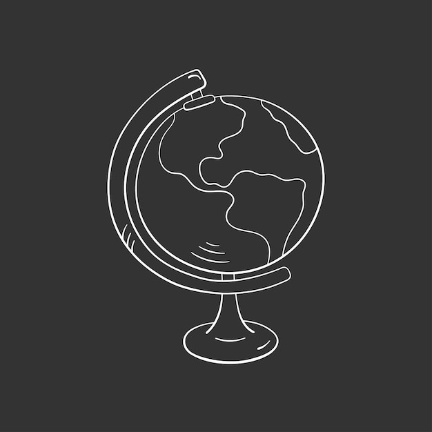 Globe earth in doodle style vector illustration Globe for print and design Back to school concept