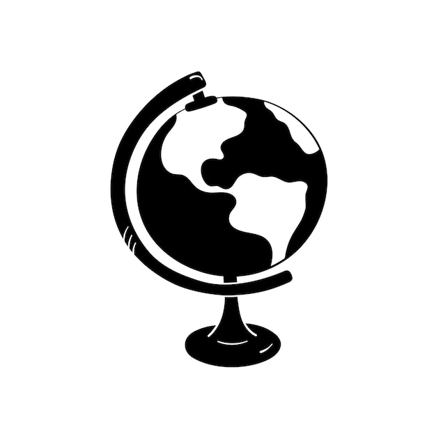 Globe earth in simple style Silhouette globe for print and design back to school concept