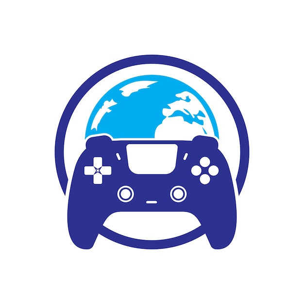 Globe and game console vector icon logo design