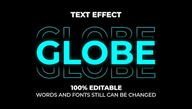 Globe Light Blue Neon Editable Text Effect