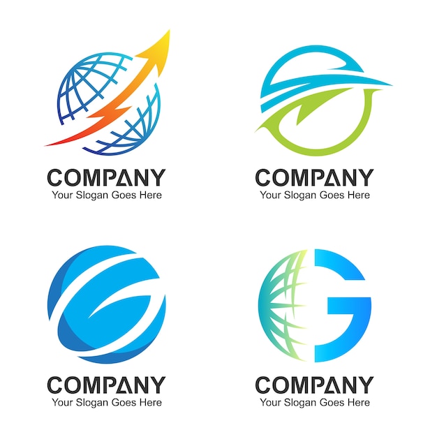 globe logo template, global icons, world logo set