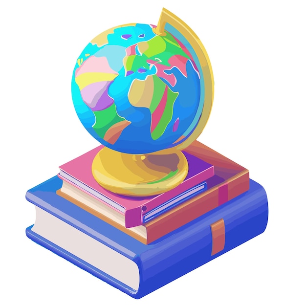 Vector globe on a stack of books