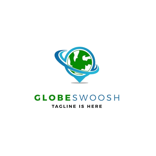 Globe swoosh logo vector icon illustration