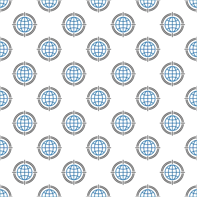 Globe Target vector concept line seamless pattern