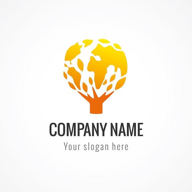 Globe tree logo concept Gold tree as globe global business brand identity creative idea