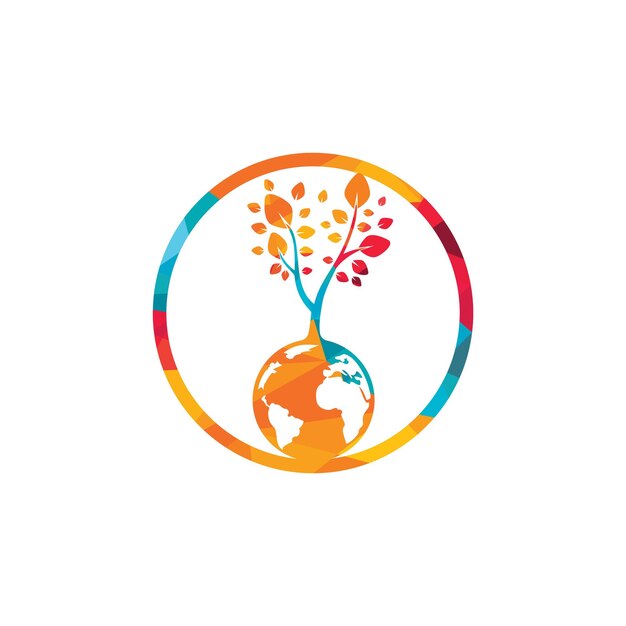 Globe tree vector logo design template