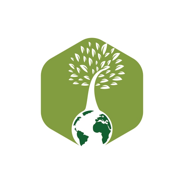 Globe tree vector logo design template