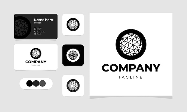 Globe World Geometric Curve Black Ball Logo Template Vector