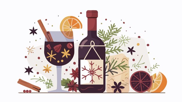 Vector glogg nordic traditional alcoholic drink image for design projects