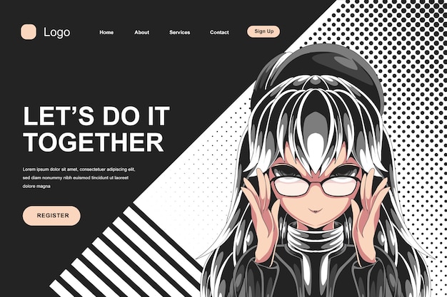 gloomy woman anime landing page template