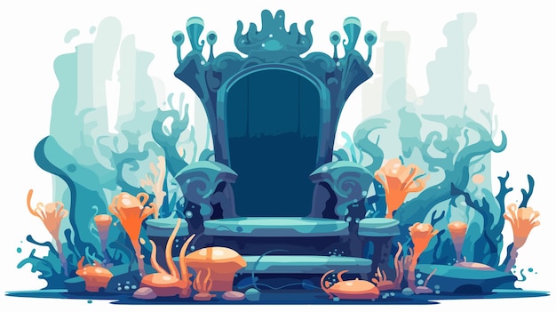 Vector glorious fantasy throne underwater flat vector