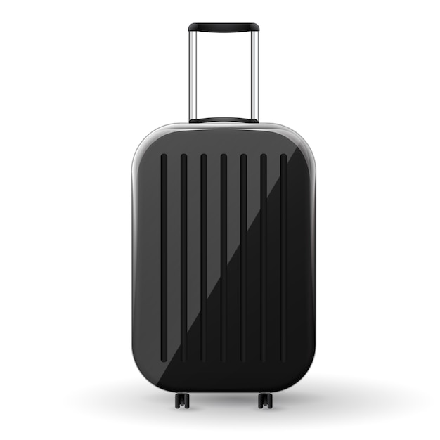 Gloss black hard shell suitcase with spinner wheels Illustration.