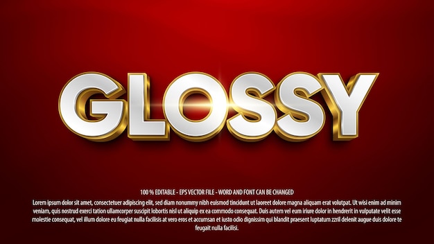 Glossy 3d style editable text effect template