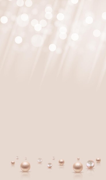 Glossy abstract background with realistic pearls anf light