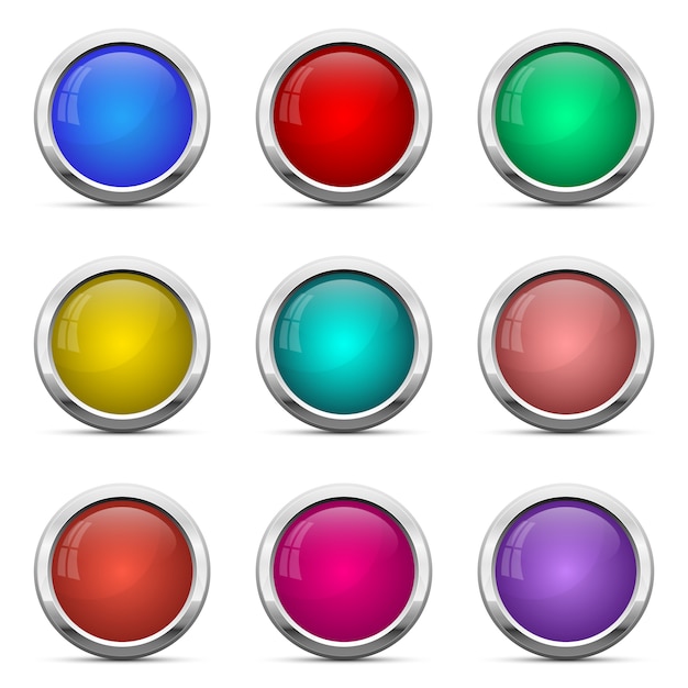 Glossy buttons set   illustration  on white background