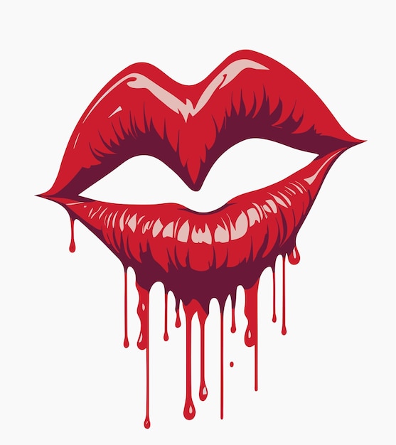 Glossy colored and sexy Lips in splash of paint Vector