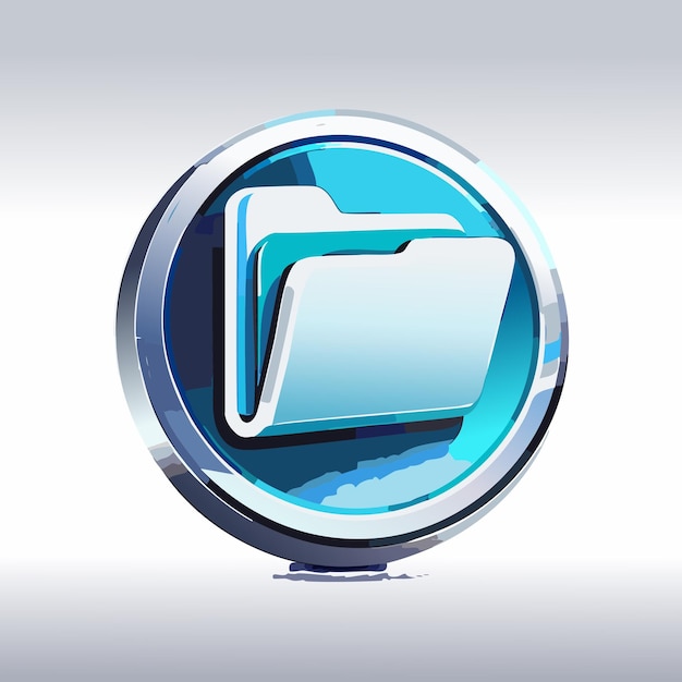 Vector glossy icon representing digital folders in vibrant blue color against neutral background