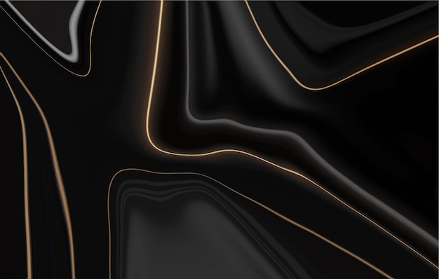 glossy liquid luxury black color with golden line background design