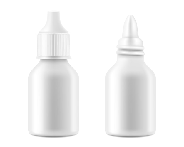 Glossy nasal spray bottle With Transparent Cap mockup , isolated on white background. Template. Realistic 3d vector