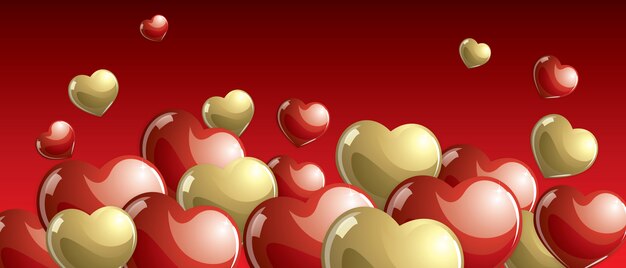 Vector glossy sweet hearts