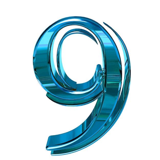 Vector glossy threedimensional letters in blue number 9