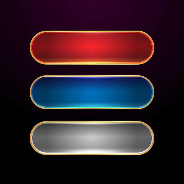 Glossy web buttons set in different colors