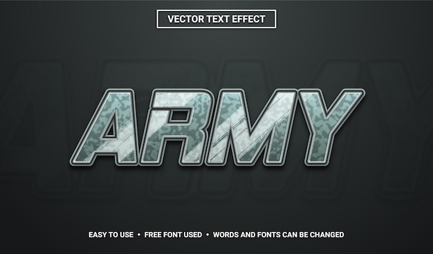 Glossy White Army Editable Vector Text Effect