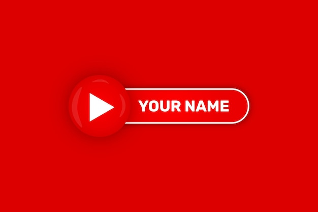 Glossy YouTube icon label with user name banners Premium Vector