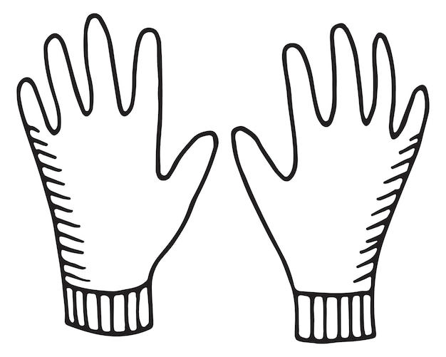 Vector gloves icon gardening hand protection doodle sketch