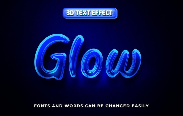 Glow blue neon editable text effect style